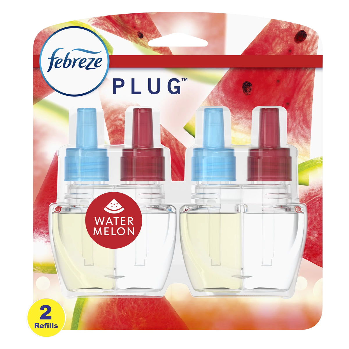 Febreze Odor-Fighting Plug Air Freshener Watermelon, (2) .87 fl oz Oil Refills