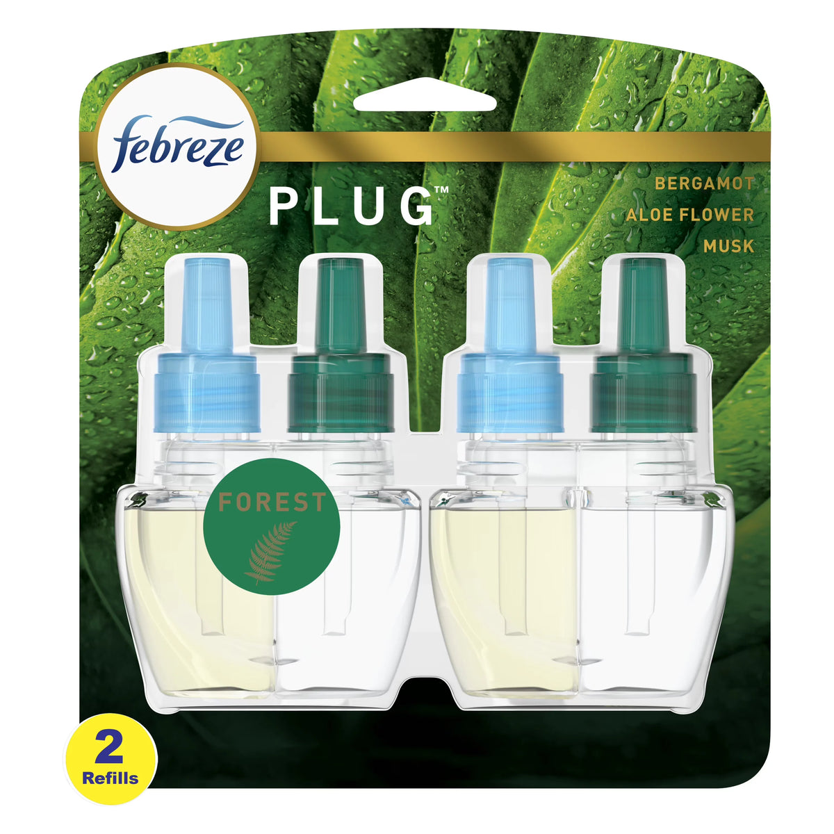 Febreze Origins Fade Defy PLUG Air Freshener & Odor Eliminator, Forest (2) .87 fl. oz. Oil Refills