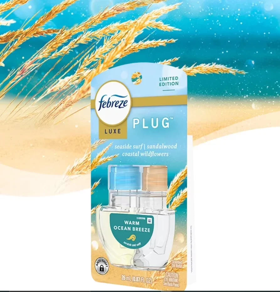 Febreze PLUG Refill Warm Ocean Breeze, Air Freshener, Fade Defy Technology, 1 Count