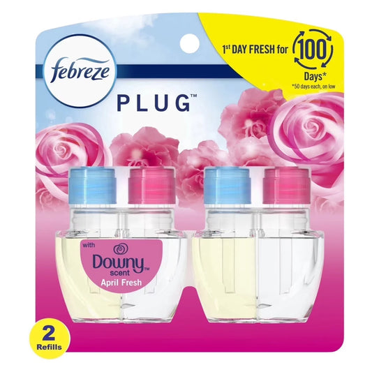 Febreze Plug In Air Freshener, Odor-Fighting Oil Refill, Downy April Fresh, 2 Refills