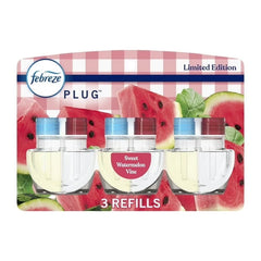 Febreze Plug In Air Freshener, Odor-Fighting Oil Refill, Sweet Watermelon Vine, (4 Pack of 3 Refills)
