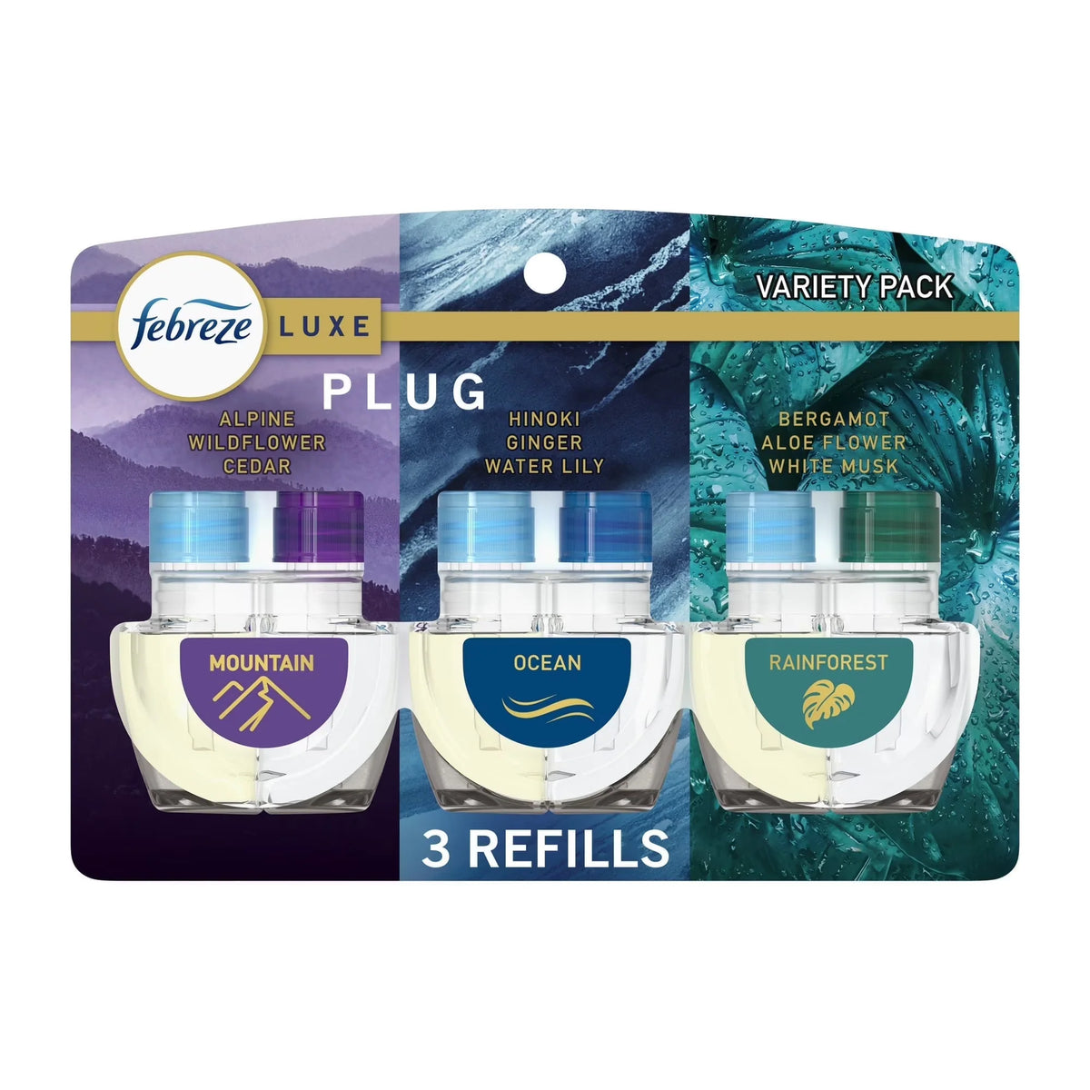 Febreze Plug In Air Freshener, Odor-Fighting Scented Oil Refill, Elemental Mix, 6 Refill Total