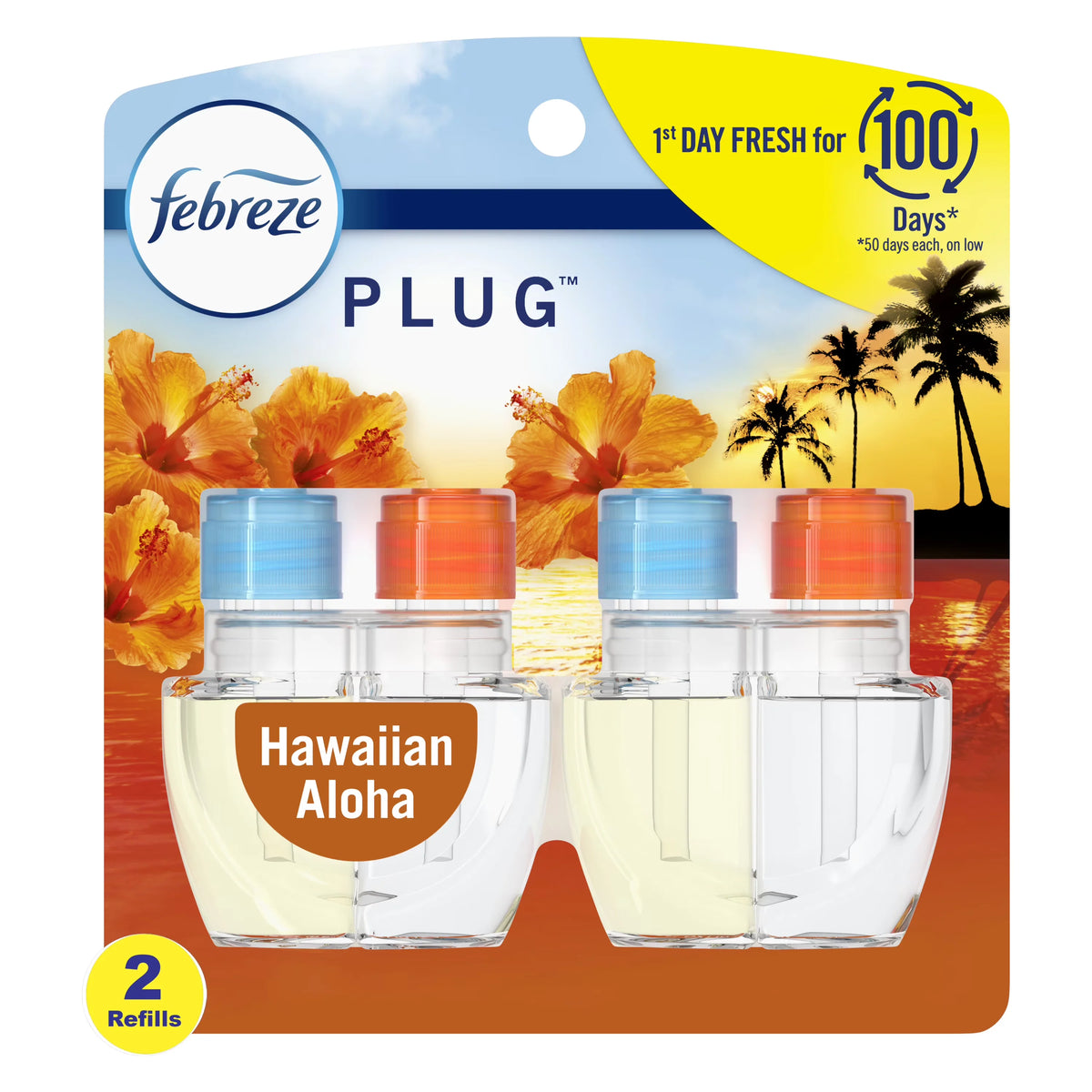 Febreze Plug In Air Freshener, Odor-Fighting Scented Oil Refill, Hawaiian Aloha, 2 Refills