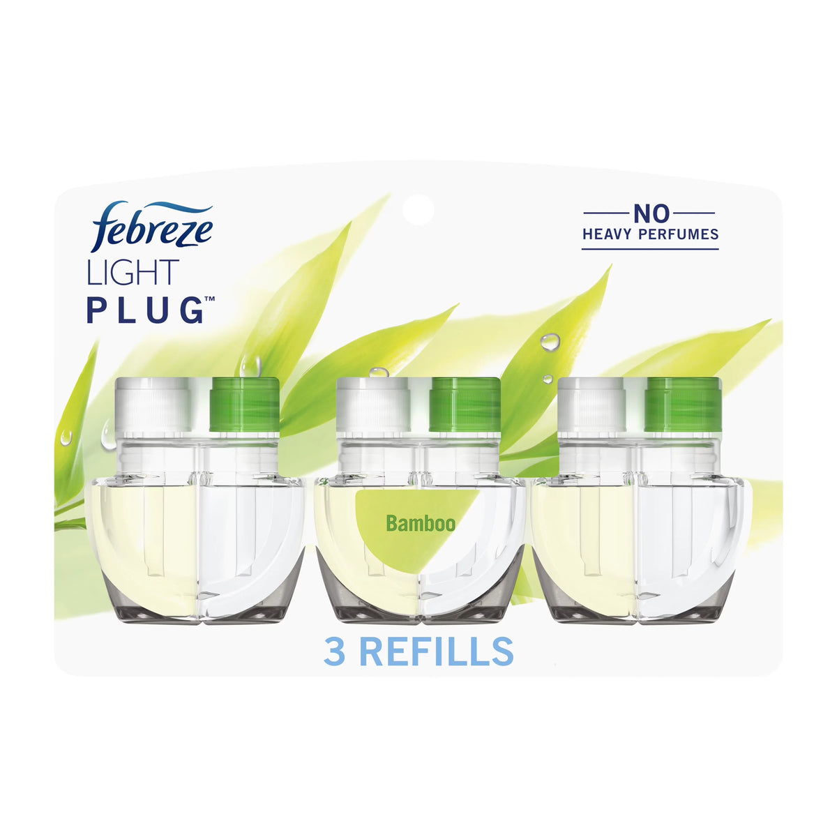 Febreze Plug In Air Freshener, Odor-Fighting Scented Oil Refill, Light Bamboo, 3 Refills