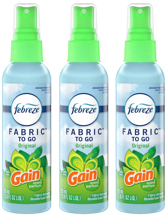Febreze To Go Fabric Odor-Eliminating Refresher with Gain Original Scent, 2.8 Fl Oz, 3 Pack