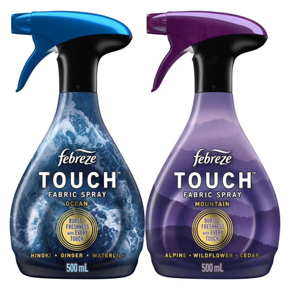 Febreze Touch Fabric Spray, Ocean & Mountain Scents, 16.9 oz, 2-Pack