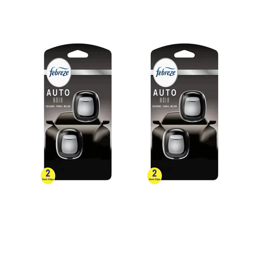 Febreze Vent Clip Car Air Freshener, Odor Eliminator, AUTO Noir Scent, 2 CLIPS, 2 Packs