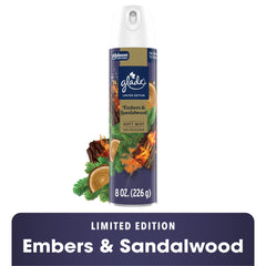 Glade® Odor Fighting Soft Mist Air Freshener Room Spray Stocking Stuffer, Embers & Sandalwood, 8oz., 1 Count