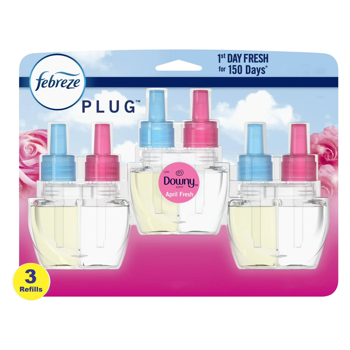Pack of 2 Febreze Fade Defy PLUG Air Freshener Refill, Downy April Fresh, (3) .87 fl. oz. Oil Refills