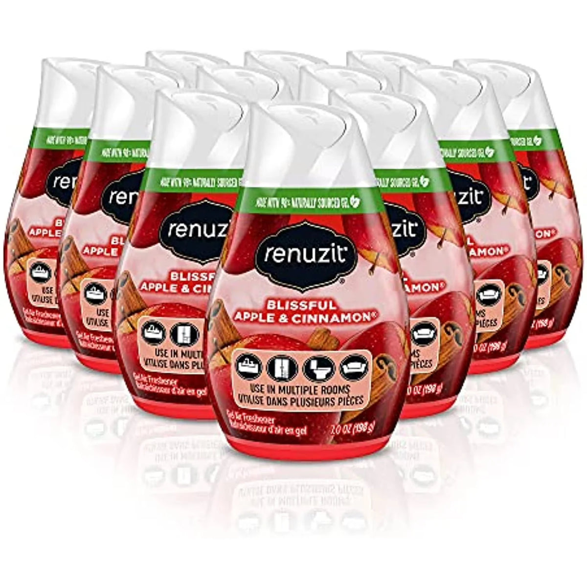 Renuzit - 1717587 Blissful Apple & Cinnamon Adjustable Gel Air Freshener, 7oz Cone (Pack of 12)