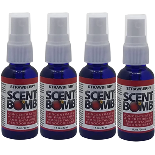 Scent Bomb Air Freshener Spray, 100 % Oil Based Concentrated Air Freshener, Air Freshener Spray for Car, Room, Bathroom and Odor Eliminator, Strawberry, 4 Pack