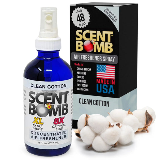 Scent Bomb Clean Cotton Air Freshener  8 oz Spray, Long-Lasting Odor Eliminator for Home & Car, Effective Deodorizer Spray for Kitchen, Bathroom, Fresh Room Spray & Smell Neutralizer