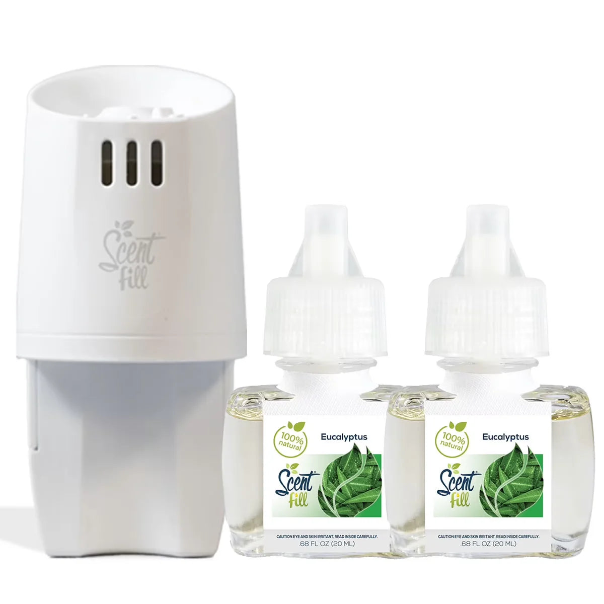 100% Natural Peppermint Plug in Air Freshener, Scented Oil Refills, 2 Refills + Diffuser