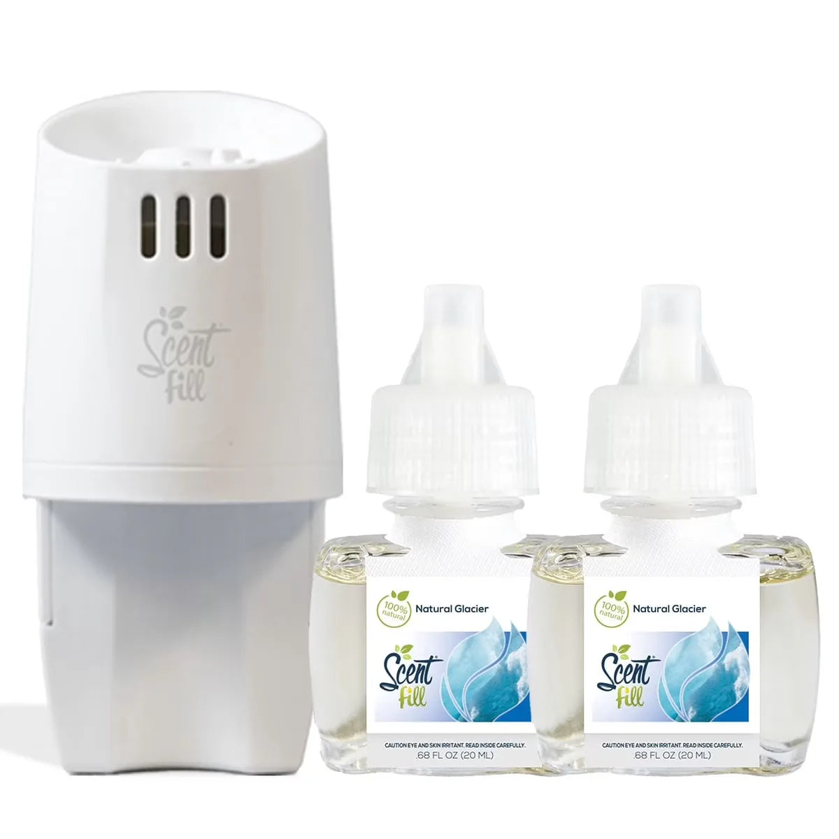 100% Natural Peppermint Plug in Air Freshener, Scented Oil Refills, 2 Refills + Diffuser