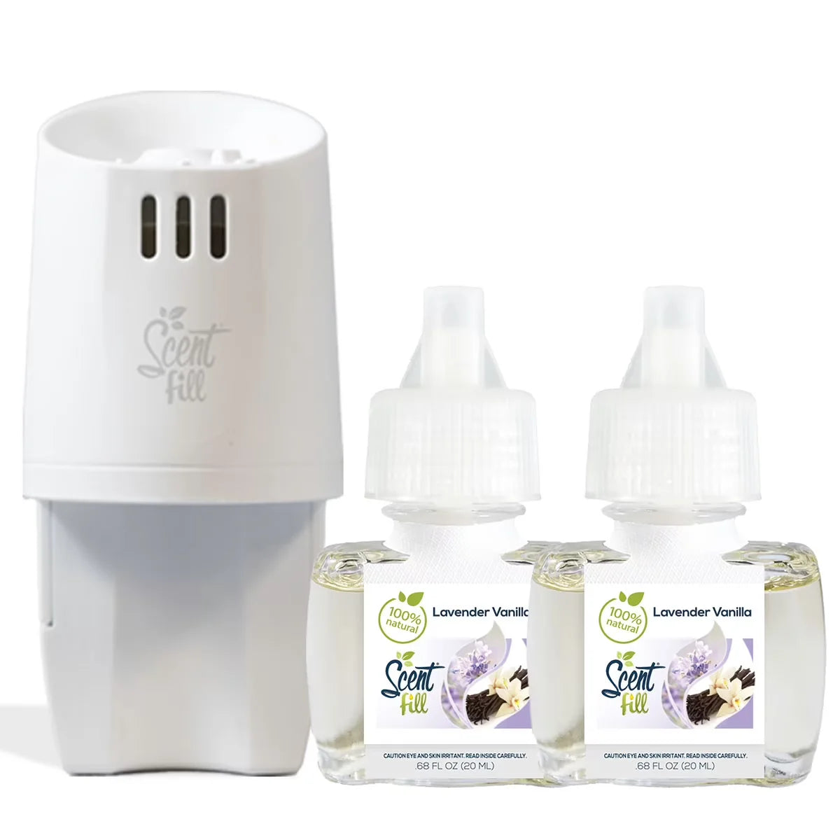 100% Natural Peppermint Plug in Air Freshener, Scented Oil Refills, 2 Refills + Diffuser