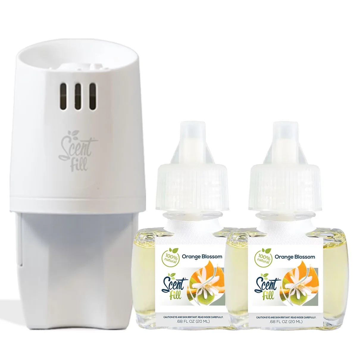 100% Natural Peppermint Plug in Air Freshener, Scented Oil Refills, 2 Refills + Diffuser