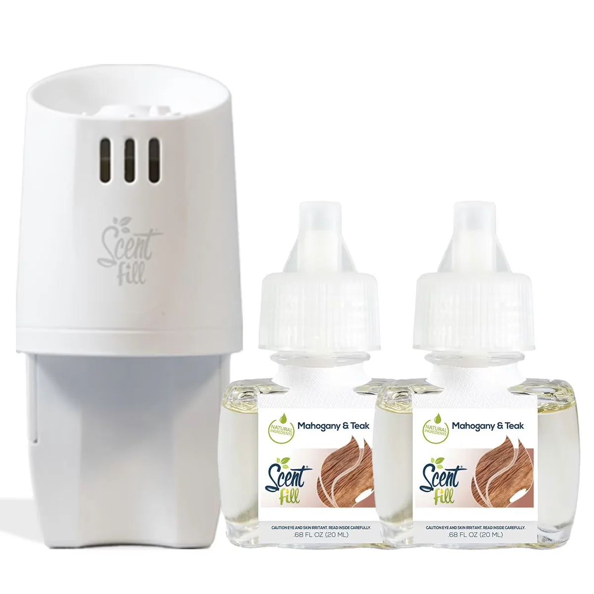 100% Natural Peppermint Plug in Air Freshener, Scented Oil Refills, 2 Refills + Diffuser